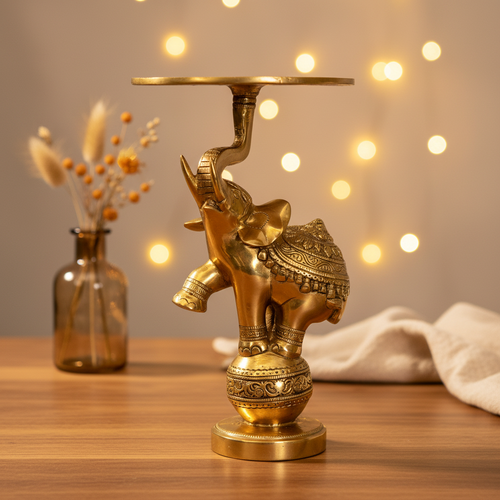 Brass Elephant Candle Holder – Decor Background