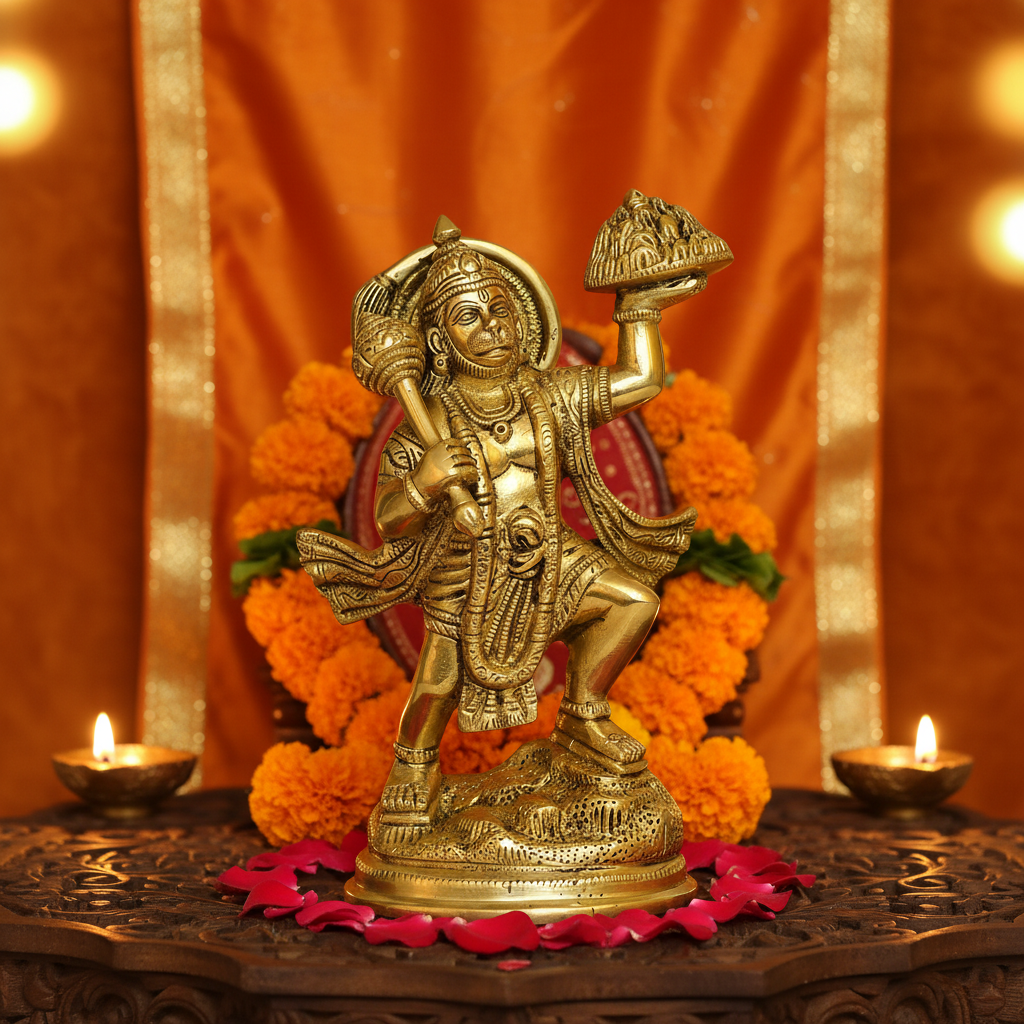 Brass Hanuman Statue – Home Decor Background