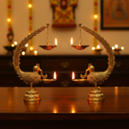 Traditional Brass Hanging Peacock Diya Pair BR-298-A (Set of 2)