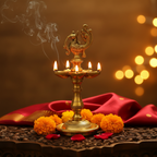 Brass Peacock Diya Lamp – Home Decor Background
