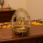Brass Radha Krishna Urli on Desk