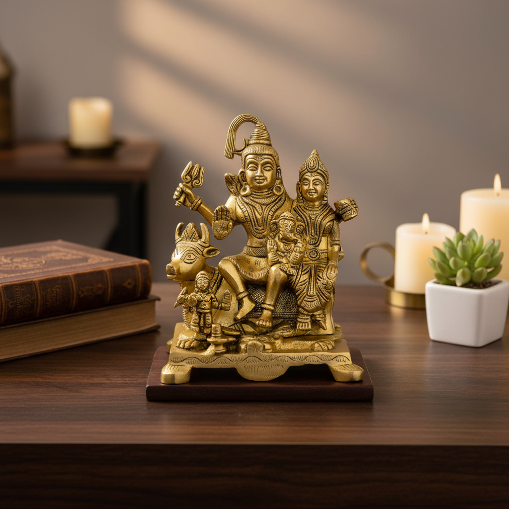 Brass Shiva Parvati Desk Decor