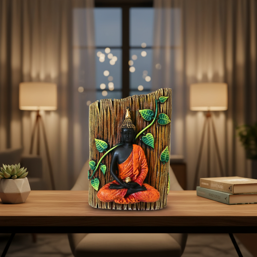 Buddha Statue on Living Room Desk