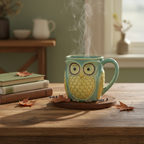 Ceramic Owl Mug – Table Decor Background