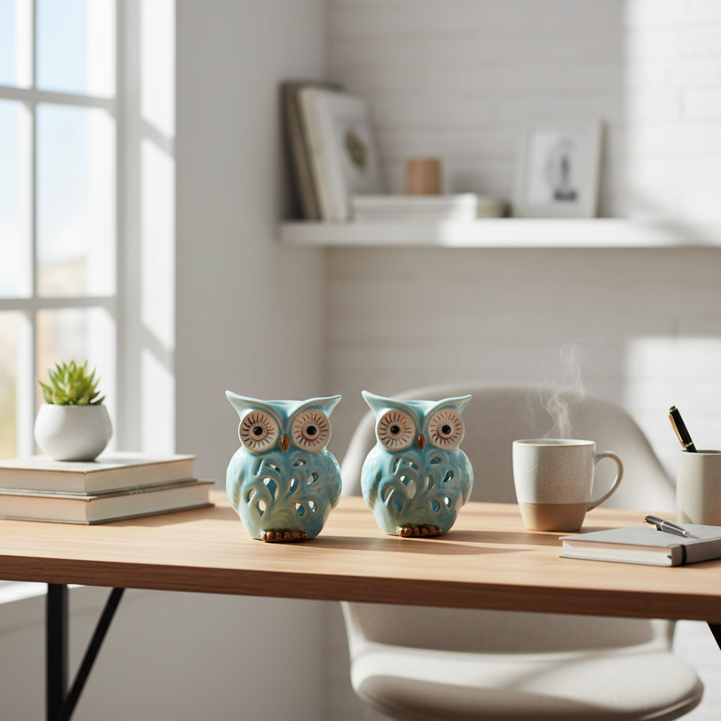 Ceramic Owls - Desk Decor