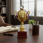 Crystal Top Gold Trophy - Desk Decor