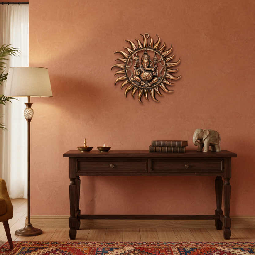 Ganesha Sun Wall Hanging in Living Room