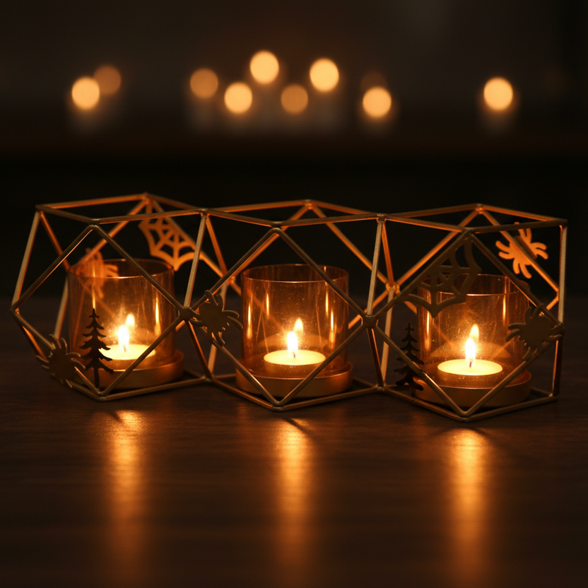 Geometric Triple Tealight Candle Holder – Candlelit Lifestyle
