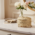 Gold Ornate Jewelry Box on Desk