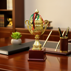 Gold Trophy with Ribbons - Desk Decor