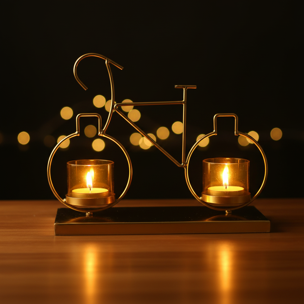 Golden Bicycle Tealight Candle Holder – Lit Lifestyle