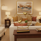 Golden Bird Circle Art in Living Room