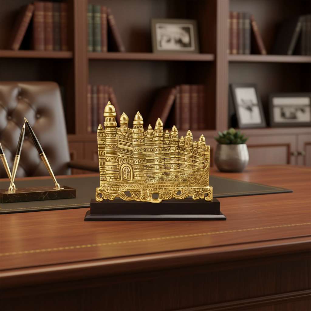 Golden Brass Castle Desk Decor