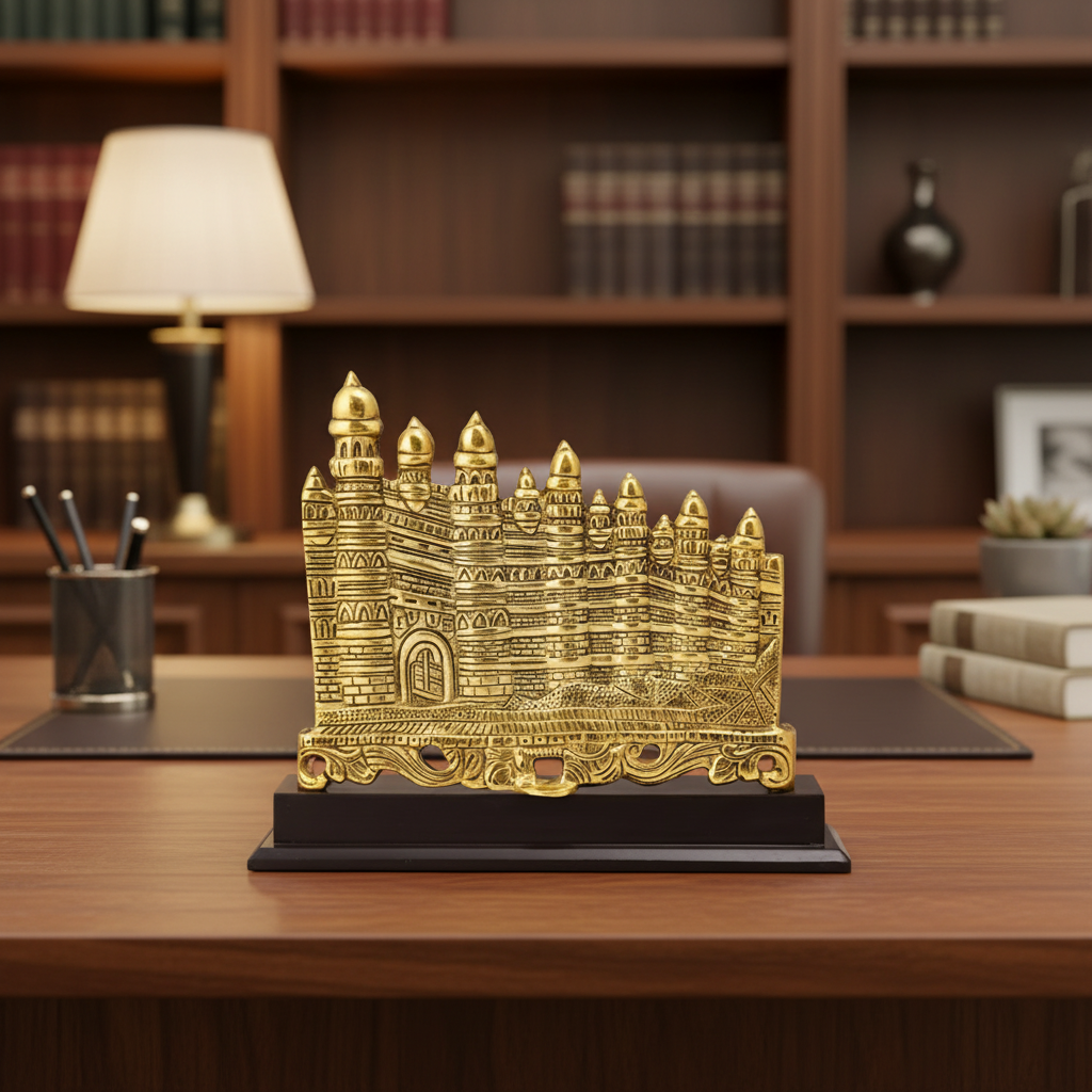 Golden Brass Castle Desk Decor