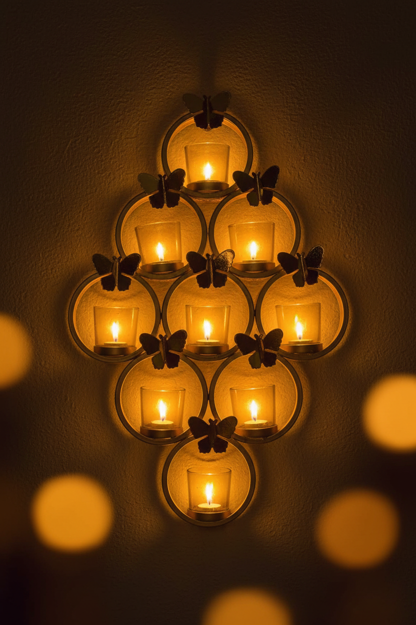 Golden Butterfly Wall Tealight Holder – Candlelit