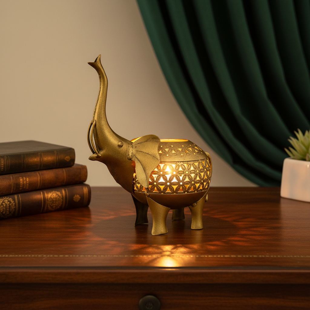 Golden Elephant Desk Decor