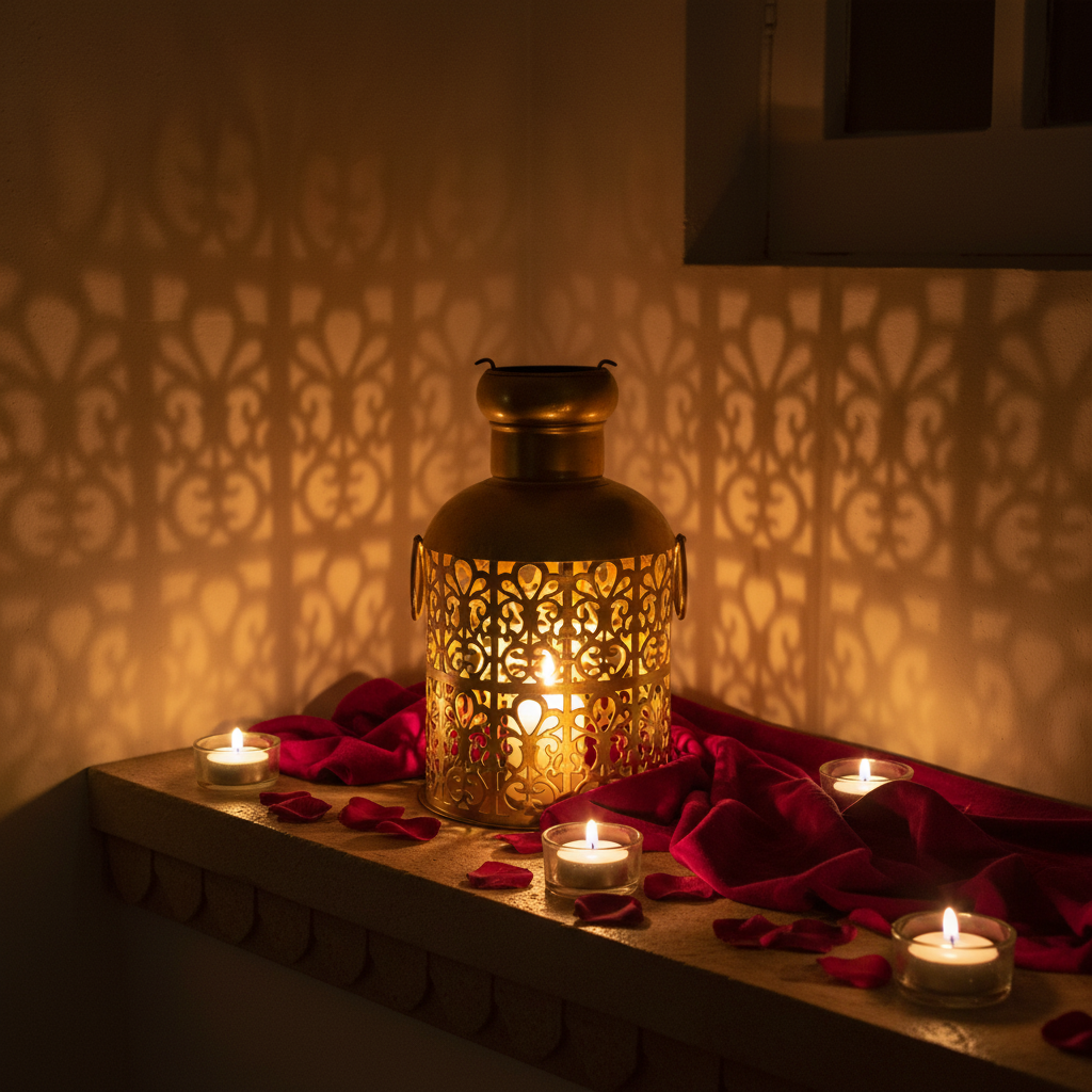 Golden Filigree Decorative Accent Lantern