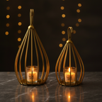 Golden Wire Cage Lantern Set – Candlelit Lifestyle