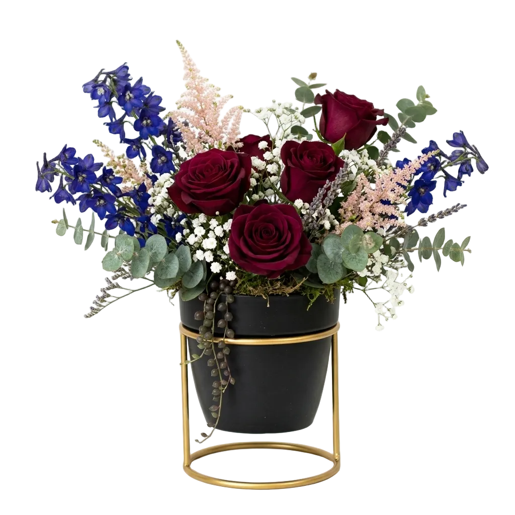 Elegant Black Planter with Gold Stand Home Decor I-109-B
