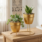 Elegant Gold Dual Planter Stand I-108-G