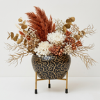 Designer Black & Gold Metal Planter with Stand I-188-A