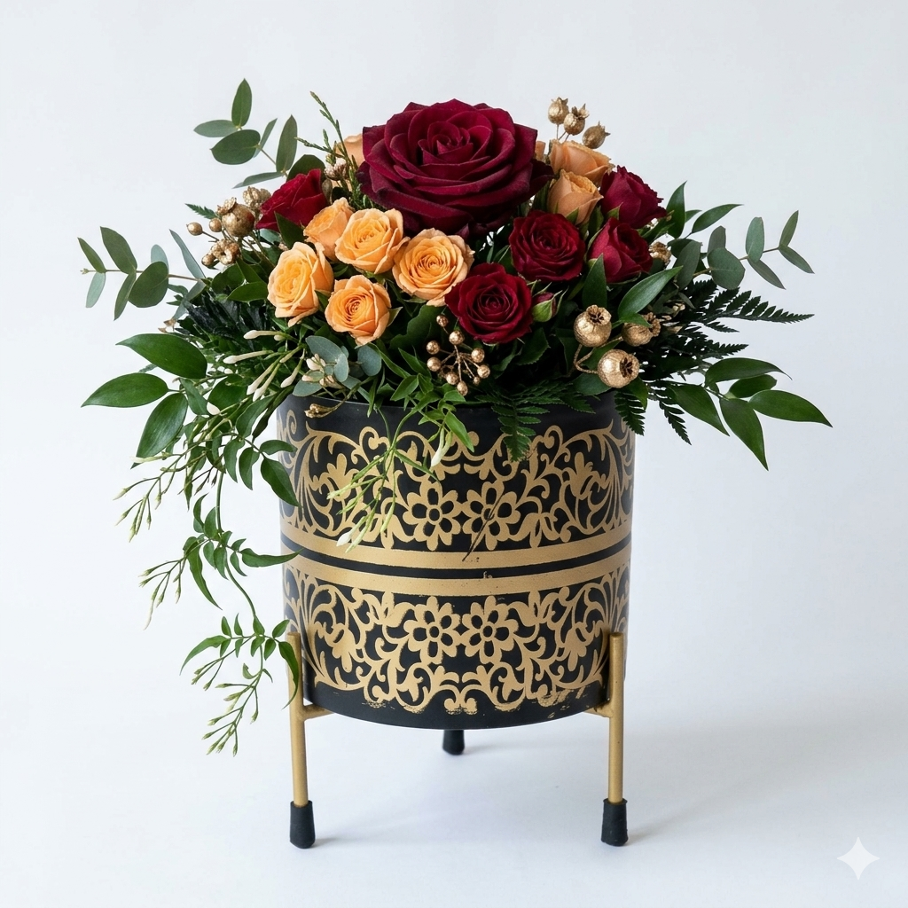 Elegant Metal Planter for Home Decor I-158-B