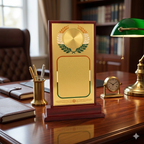 Elegant Multi-Size Wooden Recognition Shield Trophy with Circular Laurel Emblem M-24
