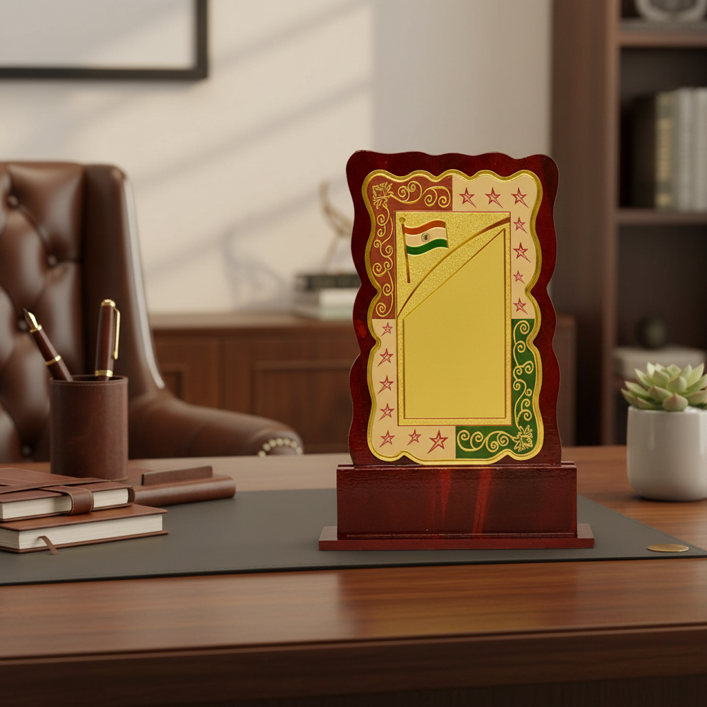 Indian Flag Award Plaque - Desk Decor