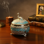 Peacock Gold Decorative Bowl on Desk