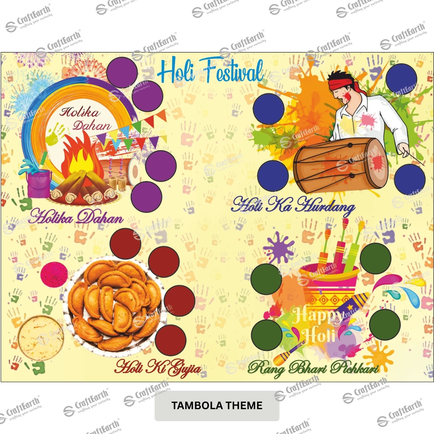 CraftEarth Holi Festival Special Tambola Tickets - Design 25