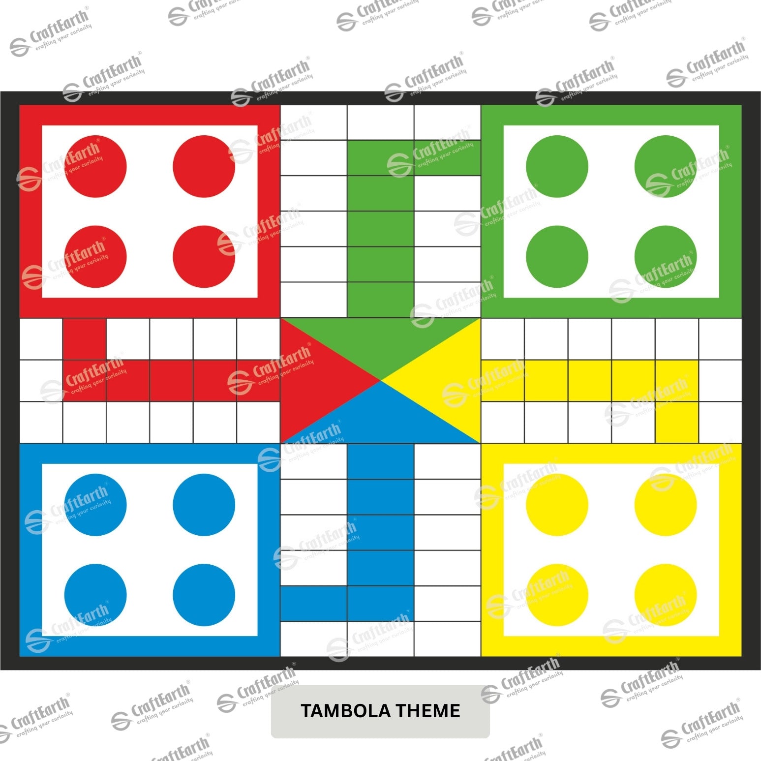 CraftEarth Ludo Theme Tambola Tickets – Design 22