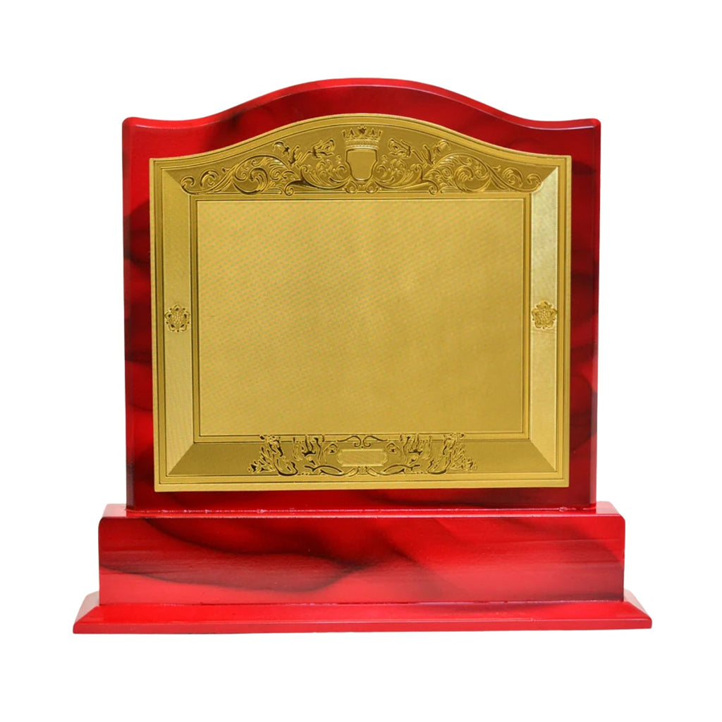 Premium Wooden Memento with – Red & Gold Award Trophy - M-347-A