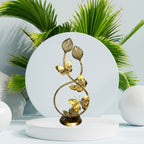 Golden Butterfly & Leaf Metal Sculpture I-263-A