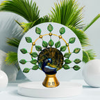 Handcrafted Metal Peacock Teble Decor with Golden Leaves I-261-A