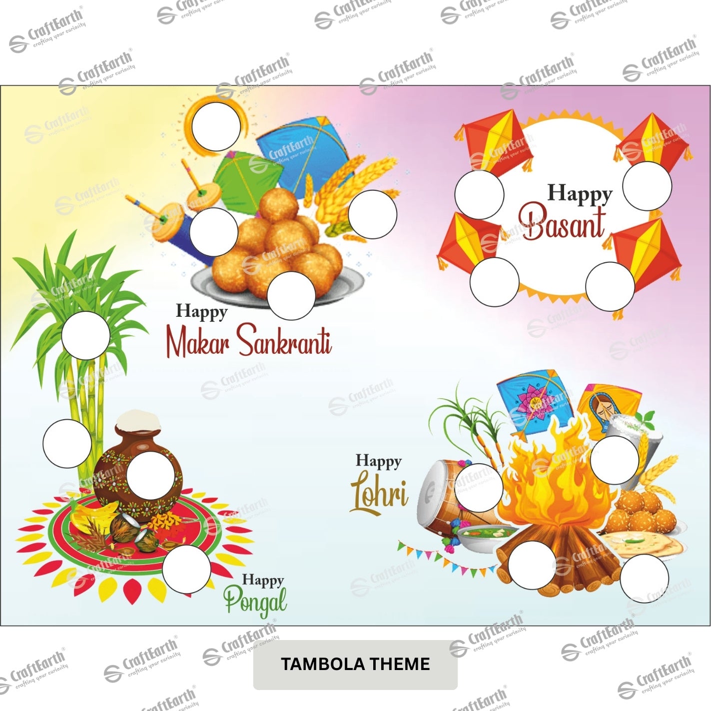 CraftEarth Festival Theme Tambola/Housie Tickets - Design 27