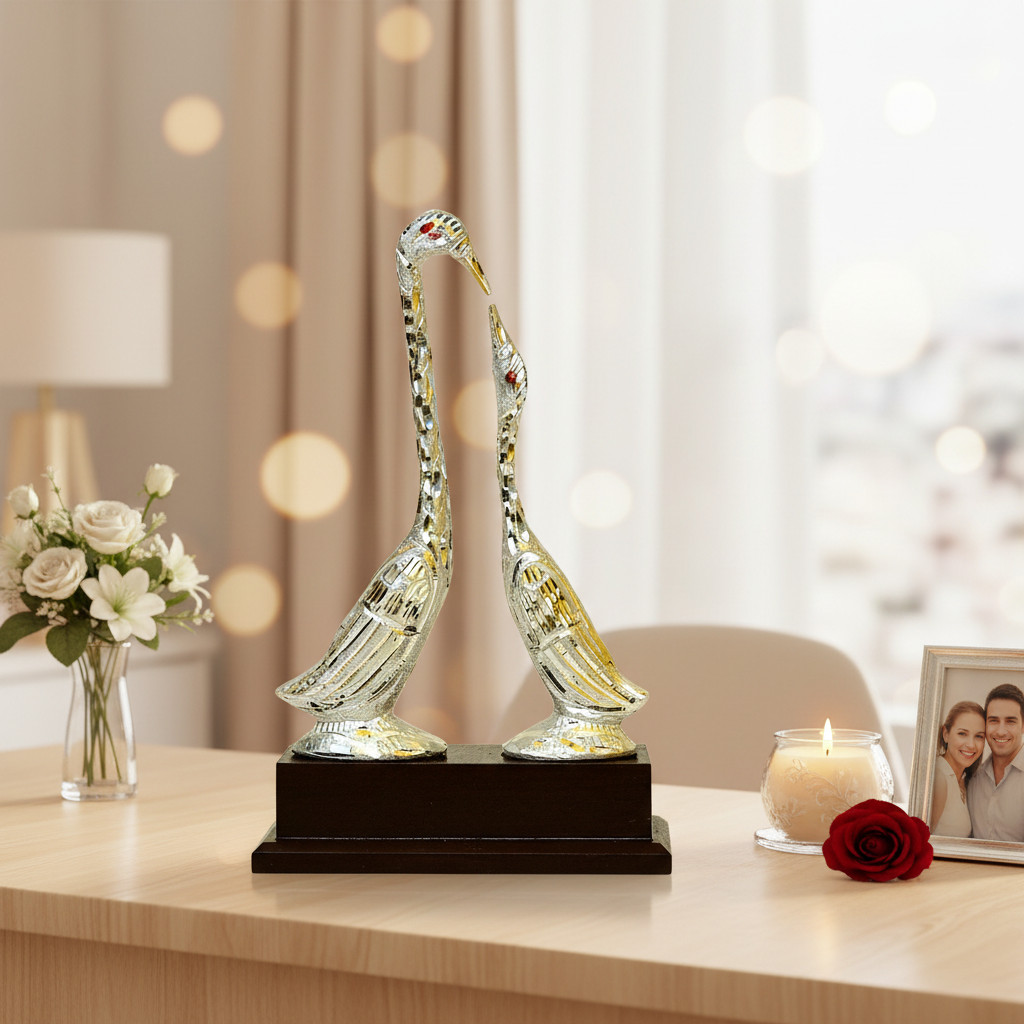 Silver Gold Love Duck Pair – Desk Decor Background