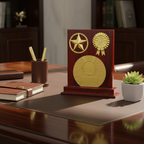 Star Rosette Award Plaque - Desk Decor
