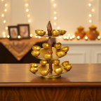 Three Tier Golden Diya Stand - Desk Decor