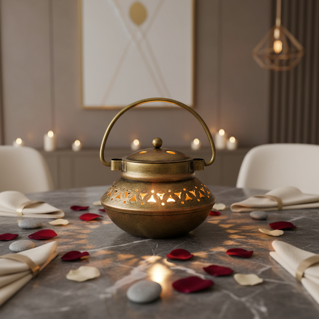 Vintage Brass Tea Light Holder – Decorative Centerpiece