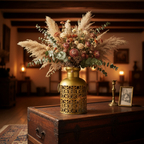 Vintage Golden Filigree Lantern Vase Piece