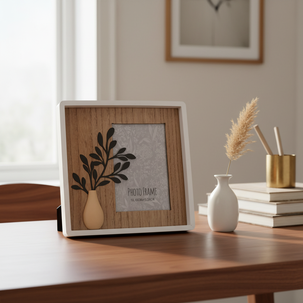 Wooden Photo Frame on Desk