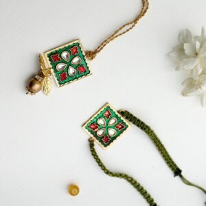 CraftEarth Hand-Crafted Combo Bhaiya-Bhabhi Rakhi Set Design-23