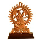 CraftEarth Black Metal Saraswati with Chakra Plate with Wooden Stand - G-50-B