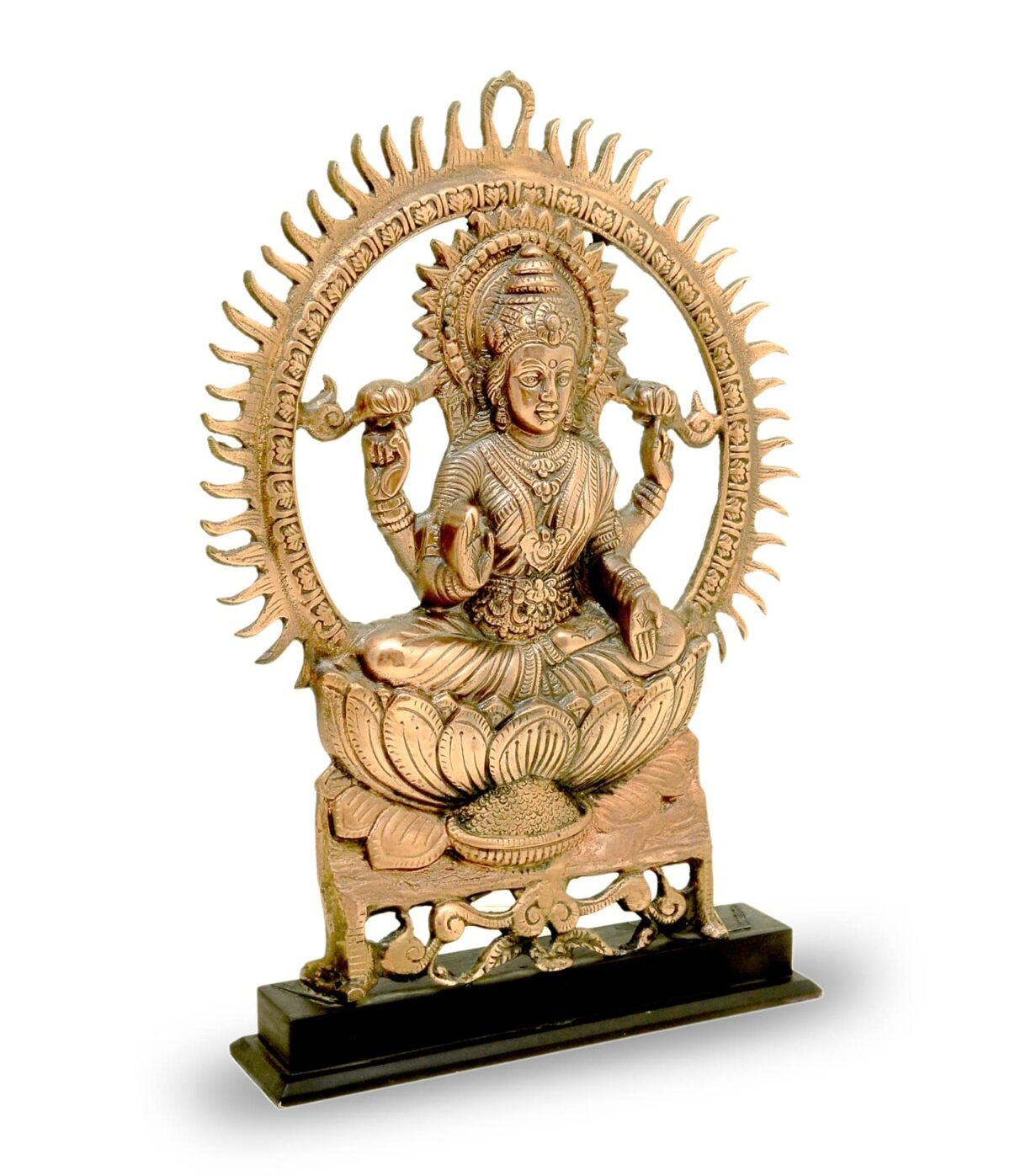 CraftEarth Black Metal Laxmi Ji Plate with Wooden Stand - Image 5