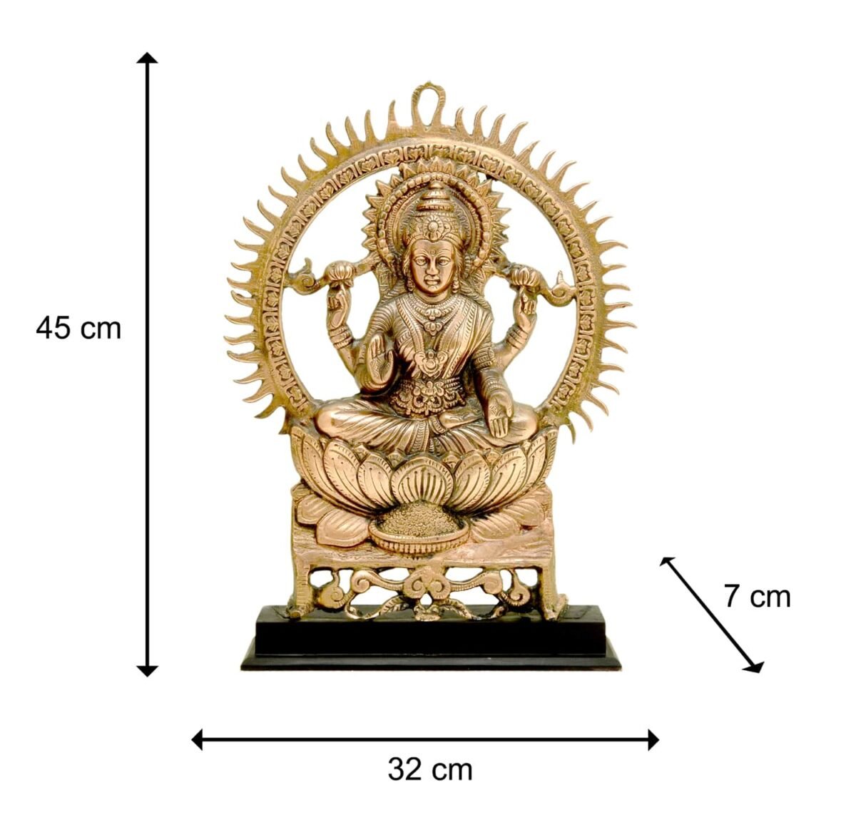 CraftEarth Black Metal Laxmi Ji Plate with Wooden Stand - Image 4