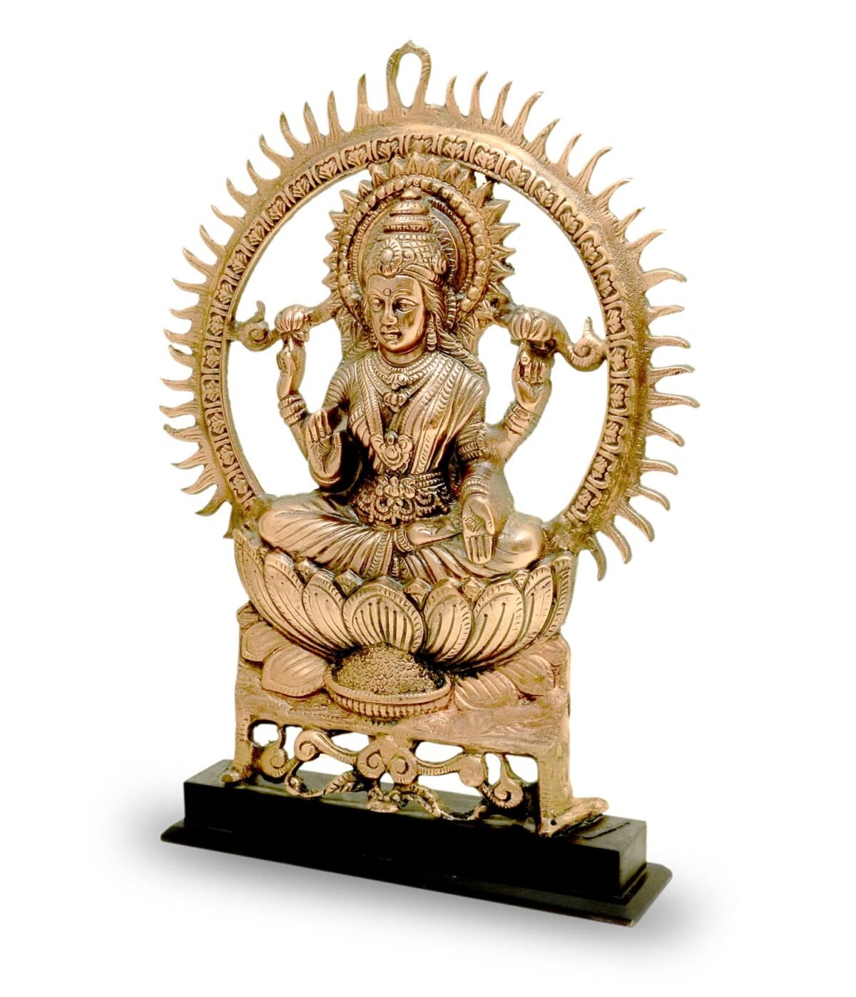 CraftEarth Black Metal Laxmi Ji Plate with Wooden Stand - Image 3