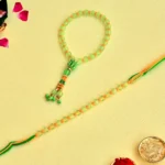 Elegant Bhaiya Bhabhi Rakhi Set – RK-133 | Beaded Green Thread Rakhi with Matching Bracelet for Bhabhi