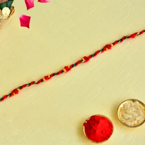 Handcrafted Braided Thread Rakhi – RK-140 | Simple Elegance in Tricolor Thread