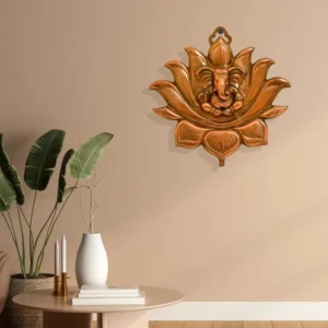 Lord Ganesha on Lotus Metal Wall Hanging – A Divine Symbol of Blessings & Prosperity - G -23-A