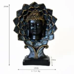 Black & Gold Buddha Face Statue with Lotus Frame F-26-A-B - Image 3